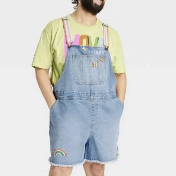 Take Pride Target Embroidered Rainbow Queen Shortalls / Overalls Unisex Sz XXL - Picture 2 of 9